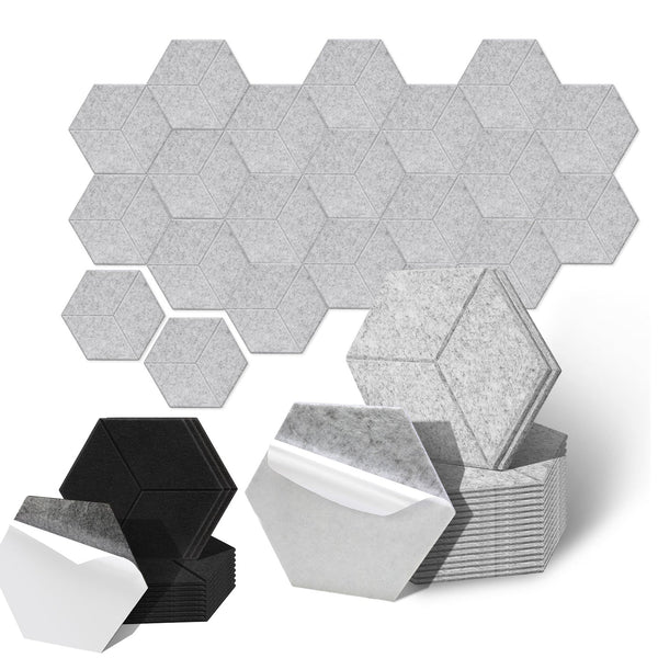 BMOT Akustikplatten Wandpaneele Selbstklebend 12/18 Stück Hexagonal Kerben