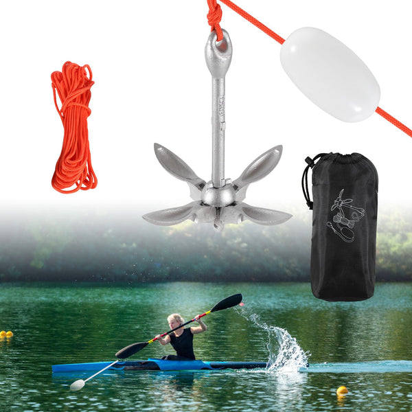 BMOT Bootsanker mit 6mm x 20m Seil Faltanker 0.7kg/1.5kg