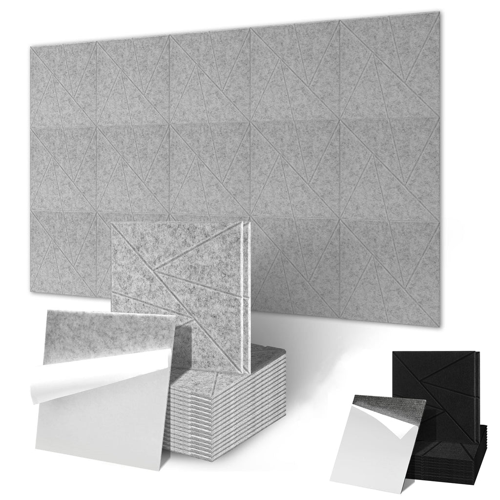BMOT Akustikplatten Wandpaneele Selbstklebend 12/18 Stück Quadratisch Dreieck