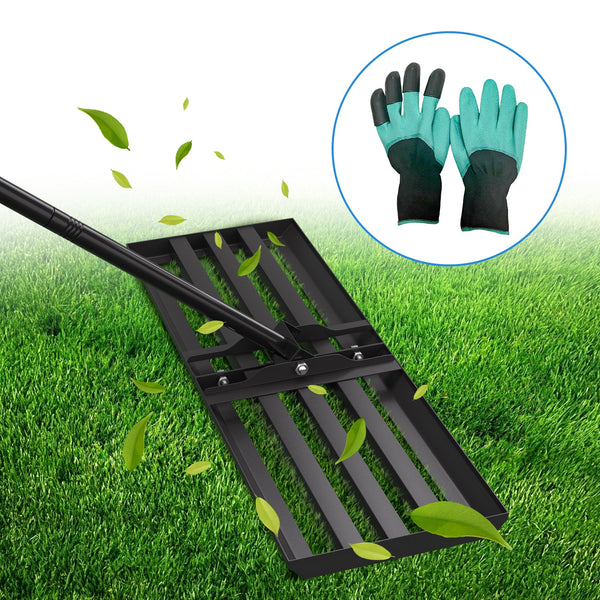 BMOT Rasenrakel Rasenschieber 75cmx25cm Gewindegriff