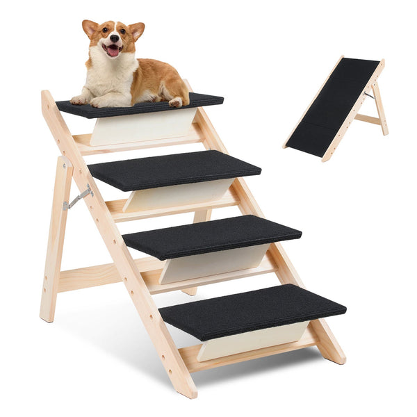 BMOT Hundetreppe 2 in 1 Hunderampe Klappbare 4-Stufig Belastung 80kg