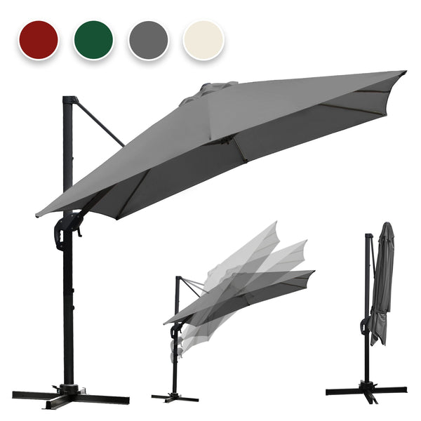 BMOT Ampelschirm 300 x 300 cm Sonnenschirm 360° Drehbar