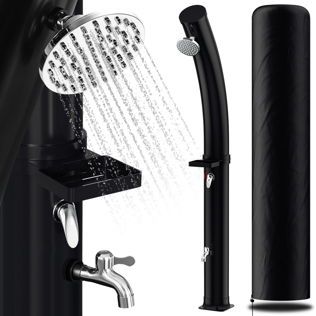 BMOT 35L Solardusche Curve mit Regenduschkopf und Schutzhaube