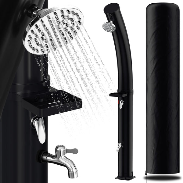 BMOT 35L Solardusche Curve mit Regenduschkopf und Schutzhaube