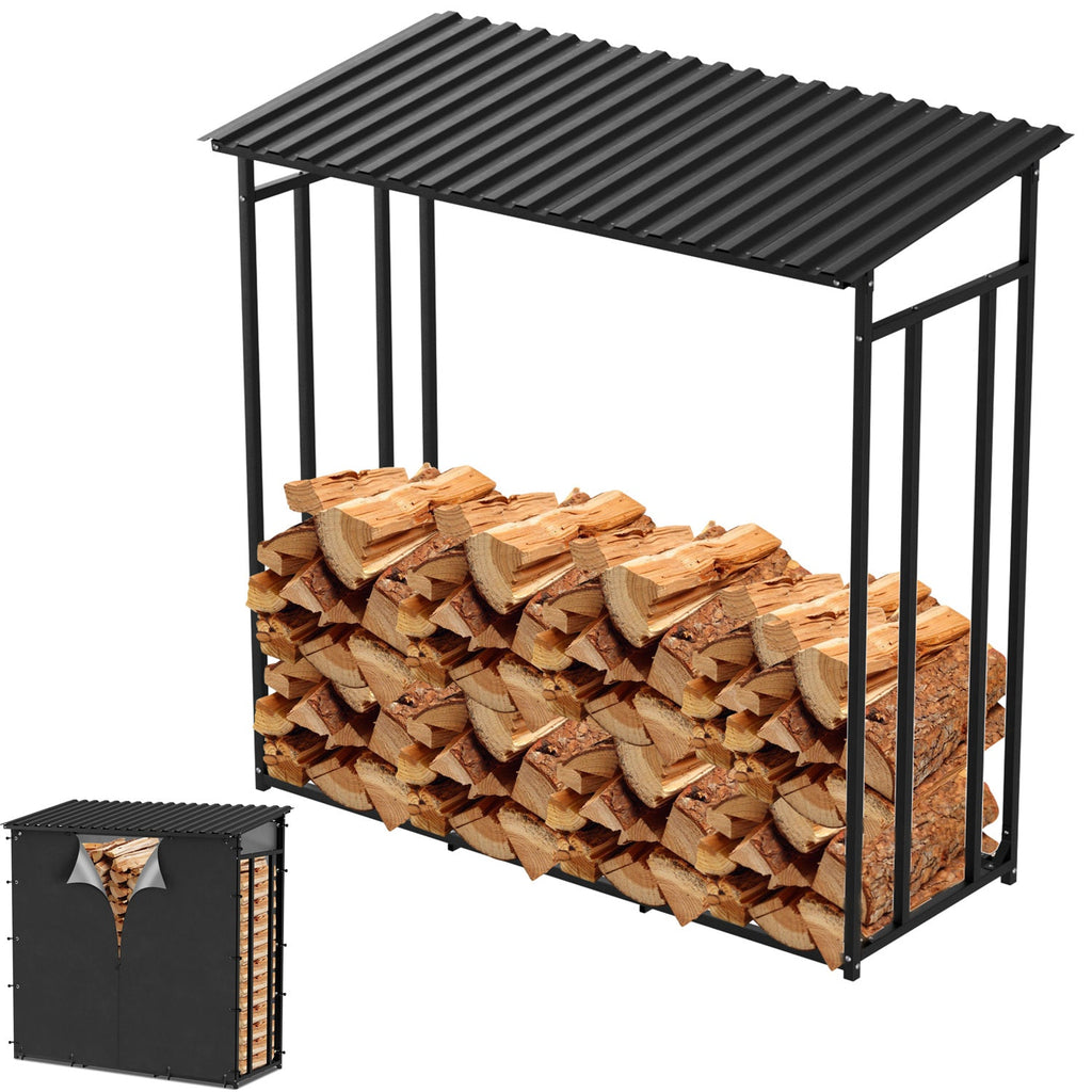 BMOT Kaminholzregal Metall 185x70x185cm Unterstand mit Dach