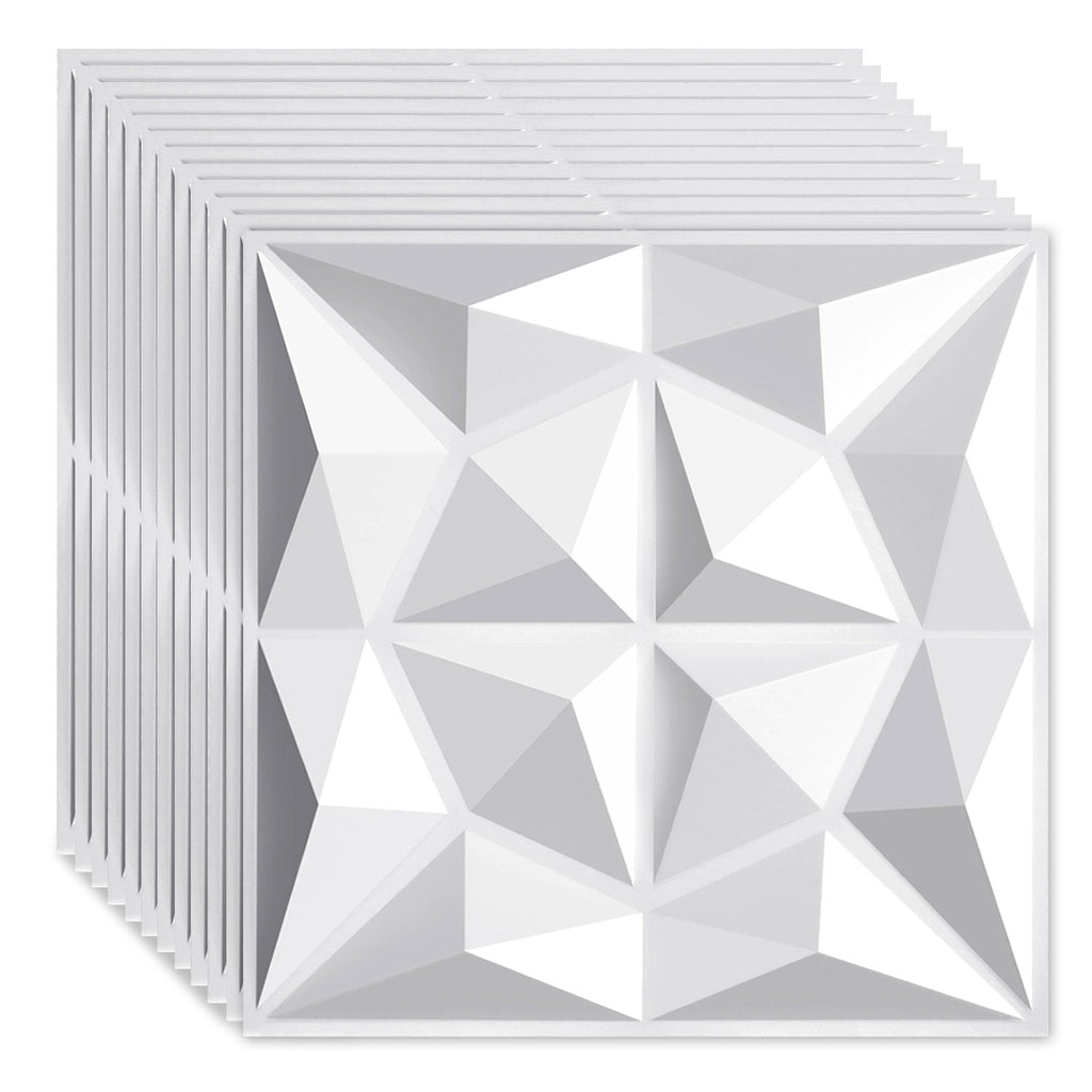 BMOT 3D Wandpaneele 12 Stück 50x50cm Rund Diamant Weiß