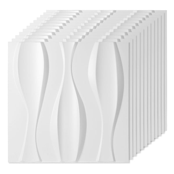 BMOT 3D Wandpaneele 12 Stück 50x50 cm Linear Weiß