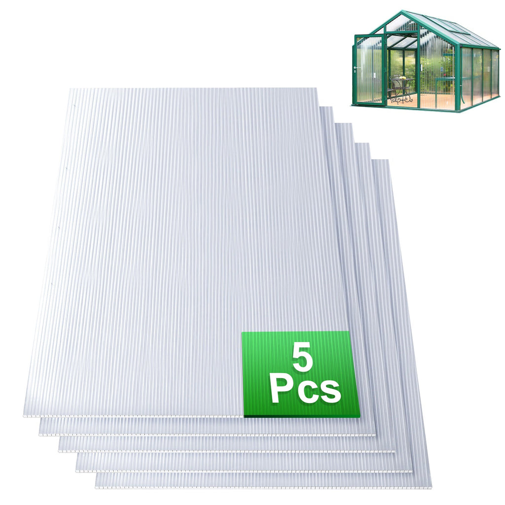 BMOT Polycarbonat Hohlkammerstegplatten 8mm 5 Stück für Gewächshaus