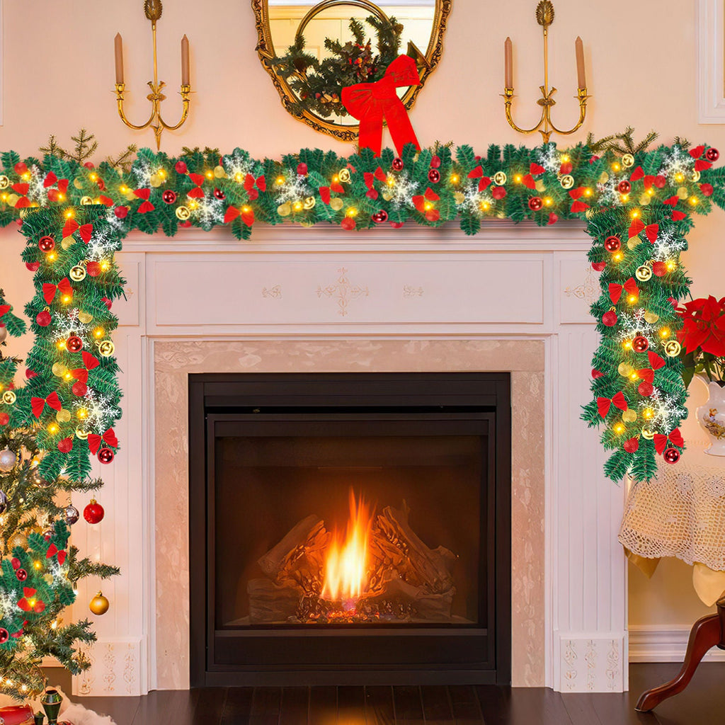 BMOT Weihnachtsgirlande 100 LEDs mit Deko und Fernbedienung 5m