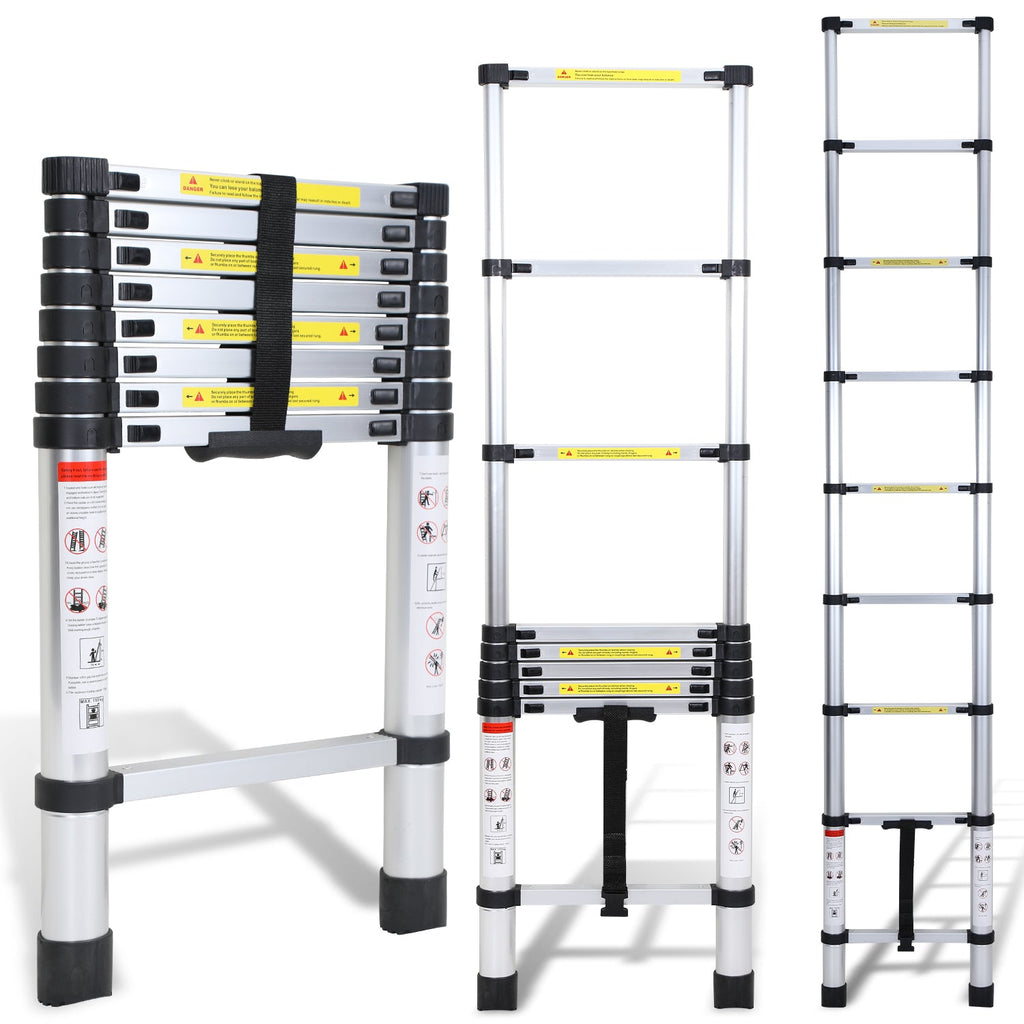 BMOT Teleskopleiter Aluminium Belastbarkeit bis zu 150kg 2.6m-5m