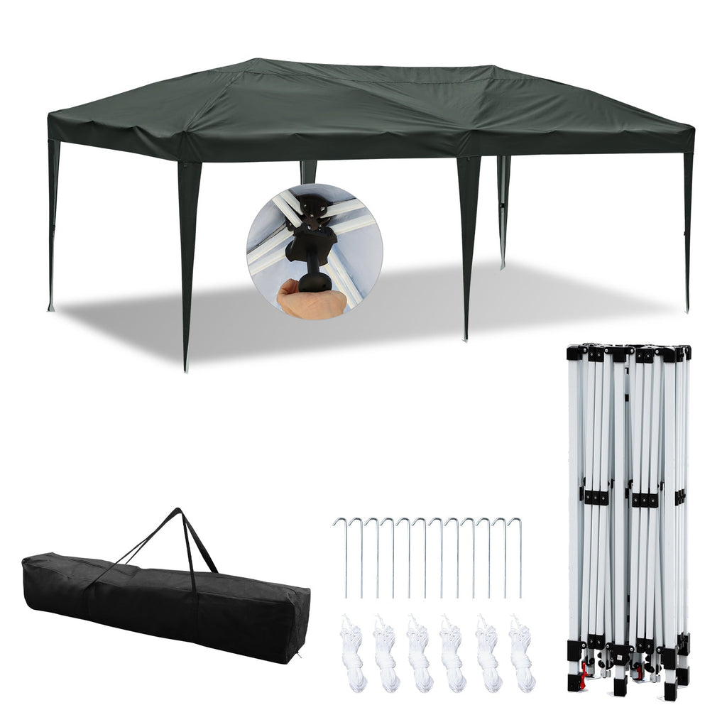 BMOT Pop-Up Pavillon Gazebo mit Zentralverriegelung 3x6m