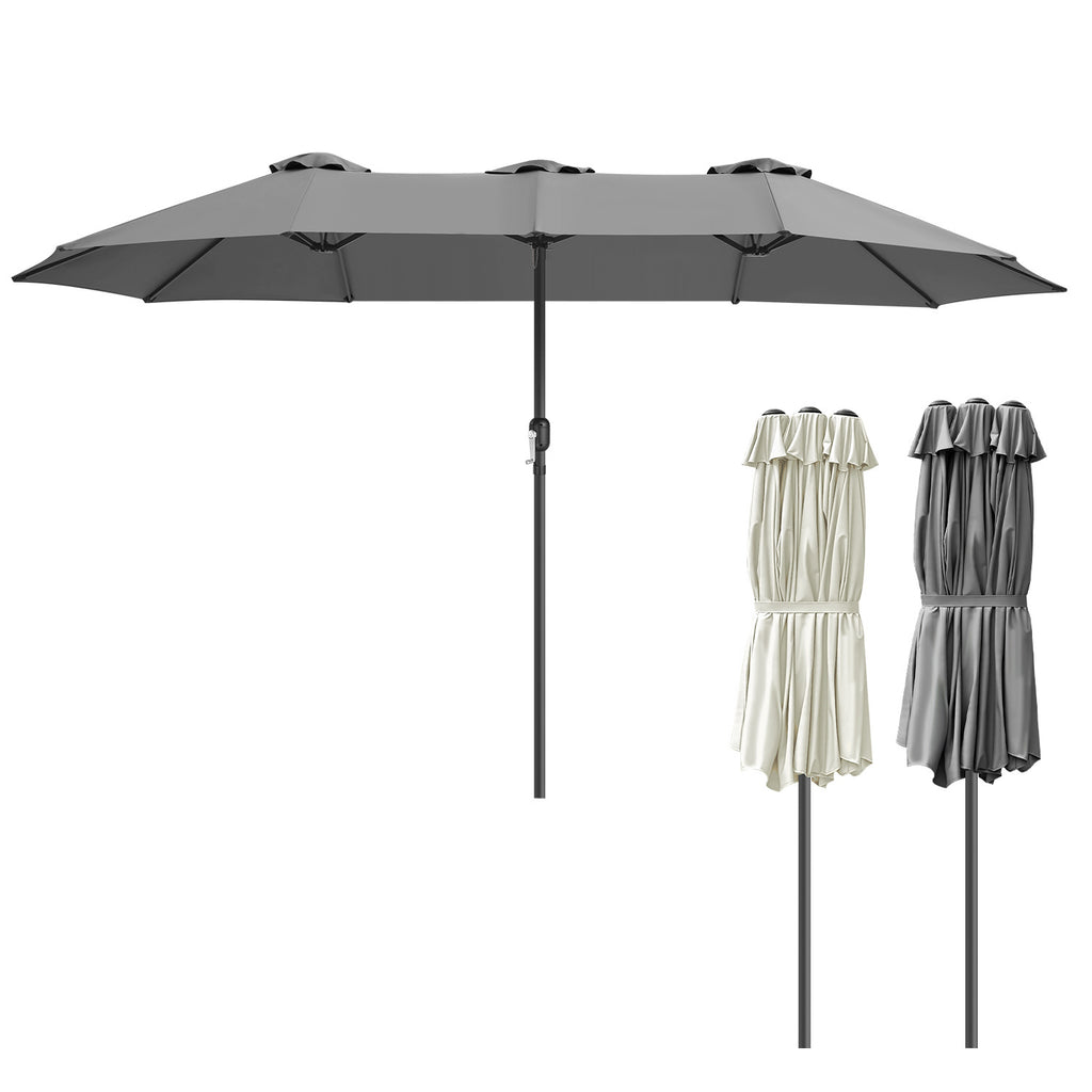 BMOT Sonnenschirm Doppelsonnenschirm Rechteckig mit Handkurbel