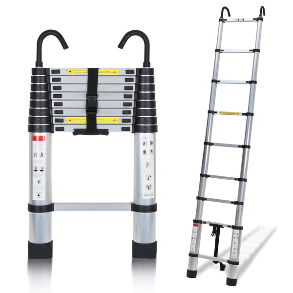 BMOT Teleskopleiter mit 2 Abnehmbarem Haken