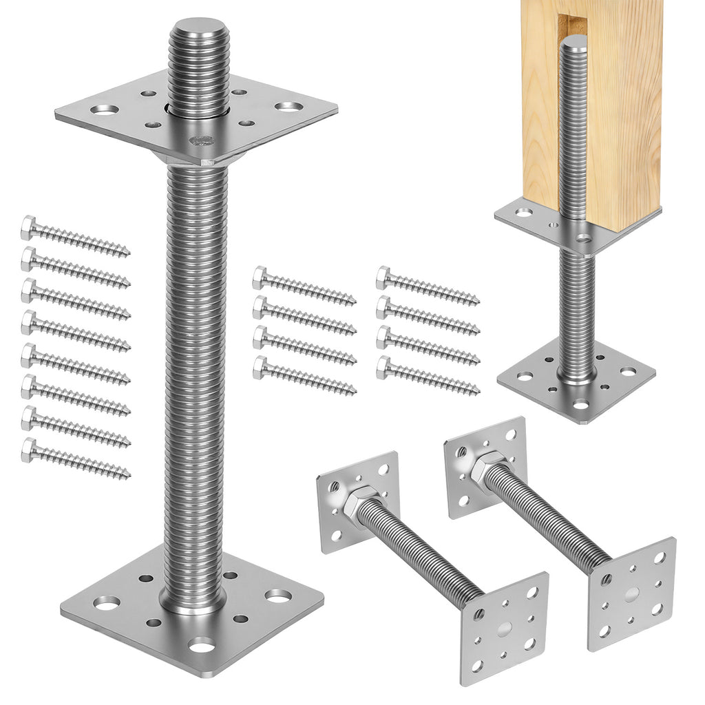 BMOT Höhenverstellbarer Pfostenträger 2er Set aus Stahl