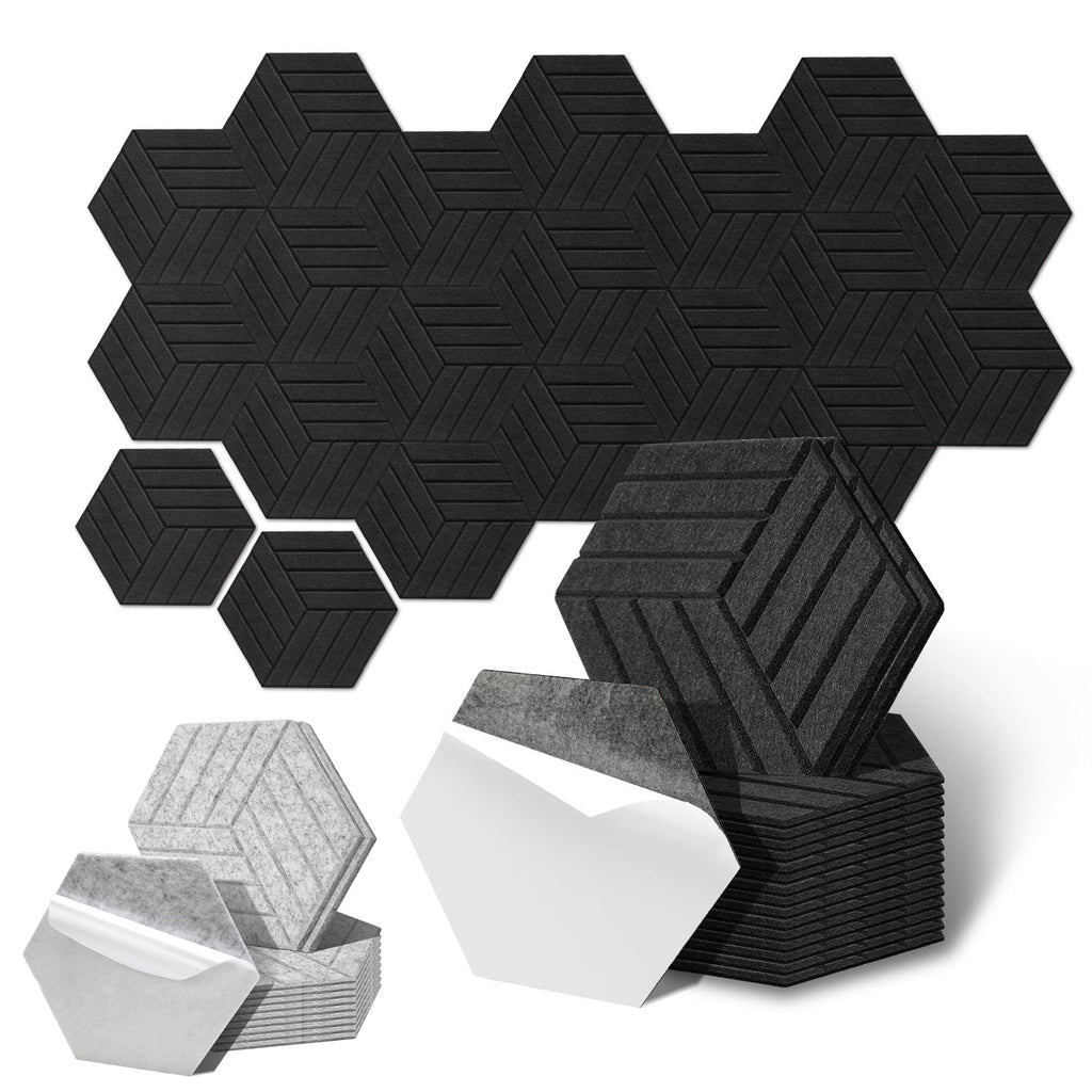 BMOT Akustikplatten Wandpaneele Selbstklebend 12/18 Stück Hexagonal Schlieren