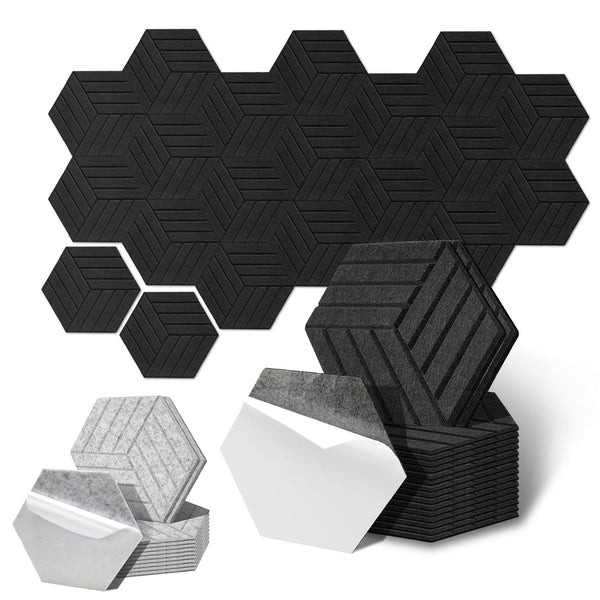 BMOT Akustikplatten Wandpaneele Selbstklebend 12/18 Stück Hexagonal Schlieren