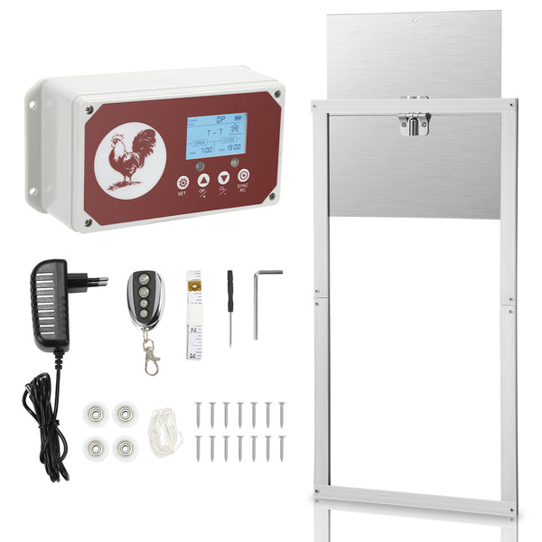 BMOT Automatische Hühnerklappe mit Lichtsensor, Zeitschaltuhr, LED Display
