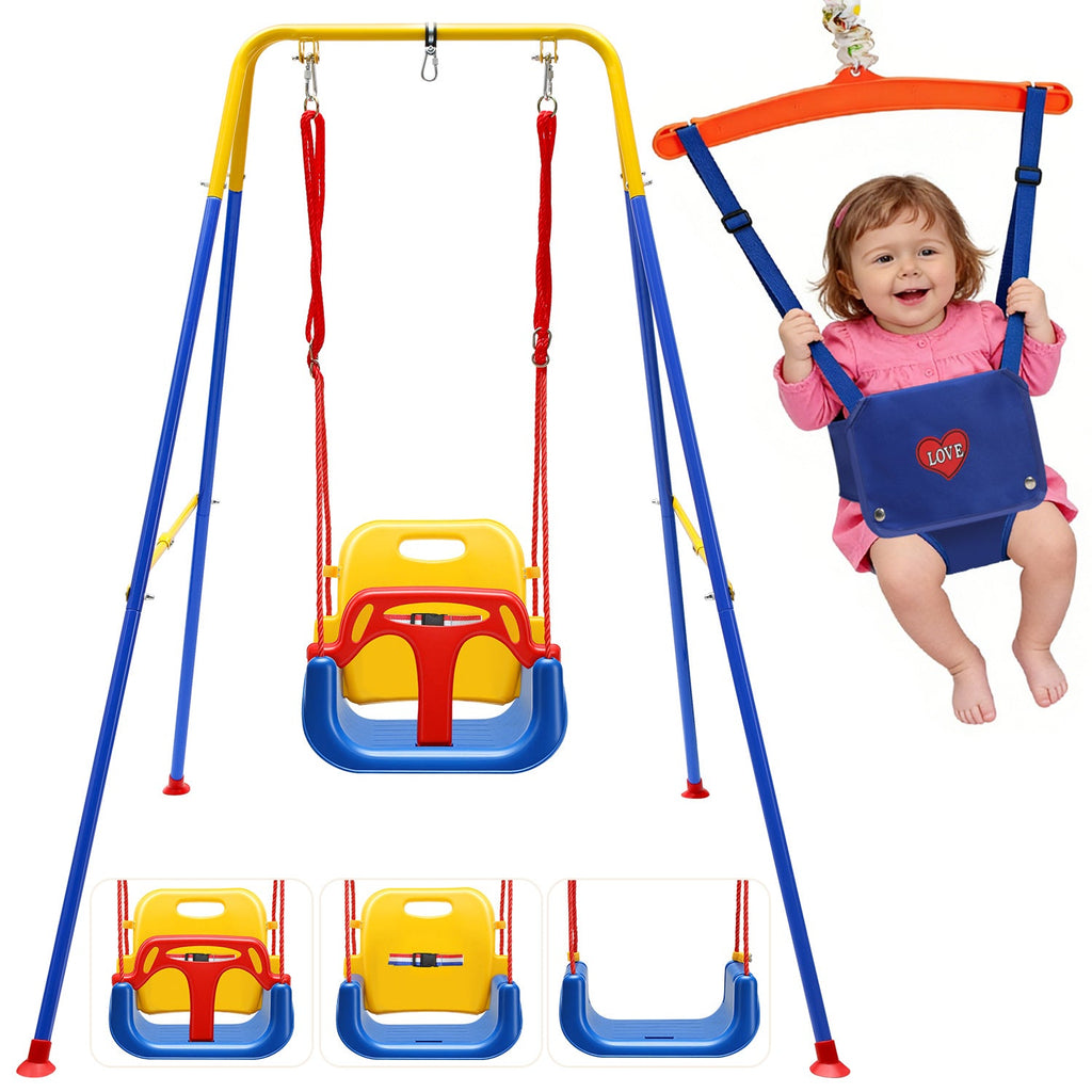 BMOT Babyschaukel & türhopser Baby 4-in-1 Set mit Gestell - Kinderschaukel