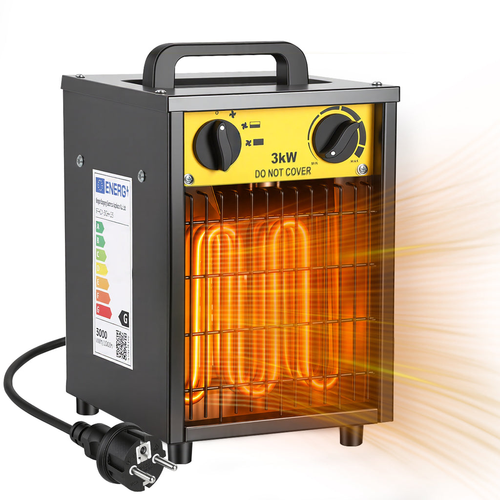 BMOT Bauheizer mit Metallgehäuse, Heizlüfter mit Thermostat