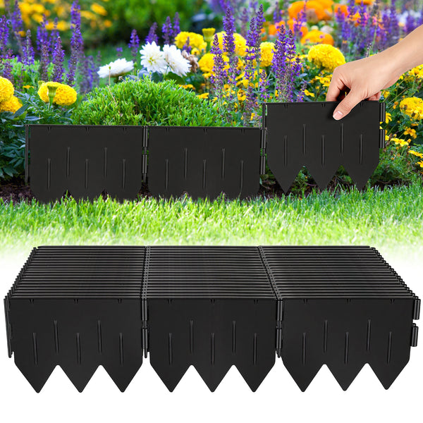 BMOT Beeteinfassung Kunststoff PP Rasenkante Schwarz 15cm höhe