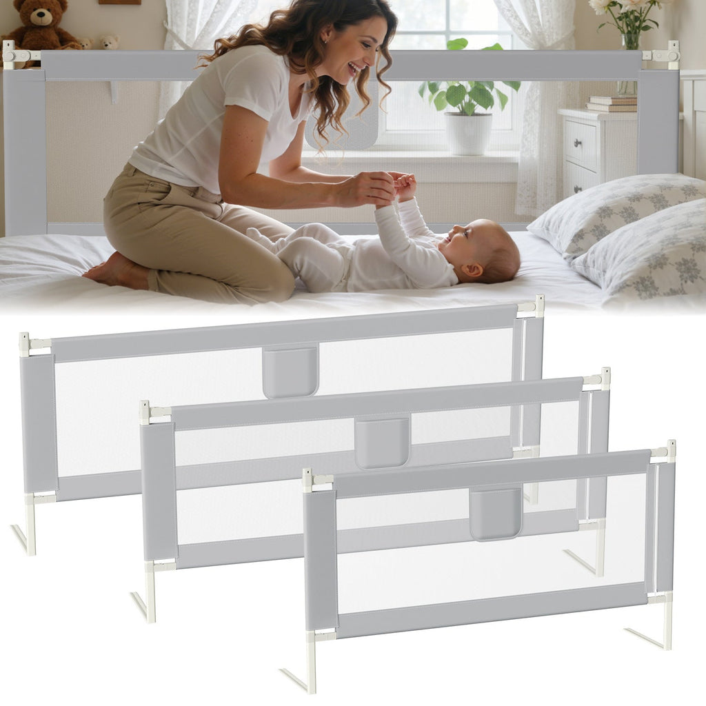 BMOT Bettschutzgitter Rausfallschutz Höhenverstellbar 64-96 cm 150cm/180cm/200cm
