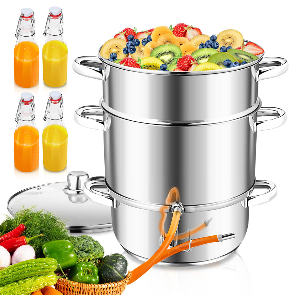 BMOT Dampfentsafter 16L, Fruchtentsafter Ø 26cm, Edelstahl Entsafter Saftpresse für alle Herdarten geeignet