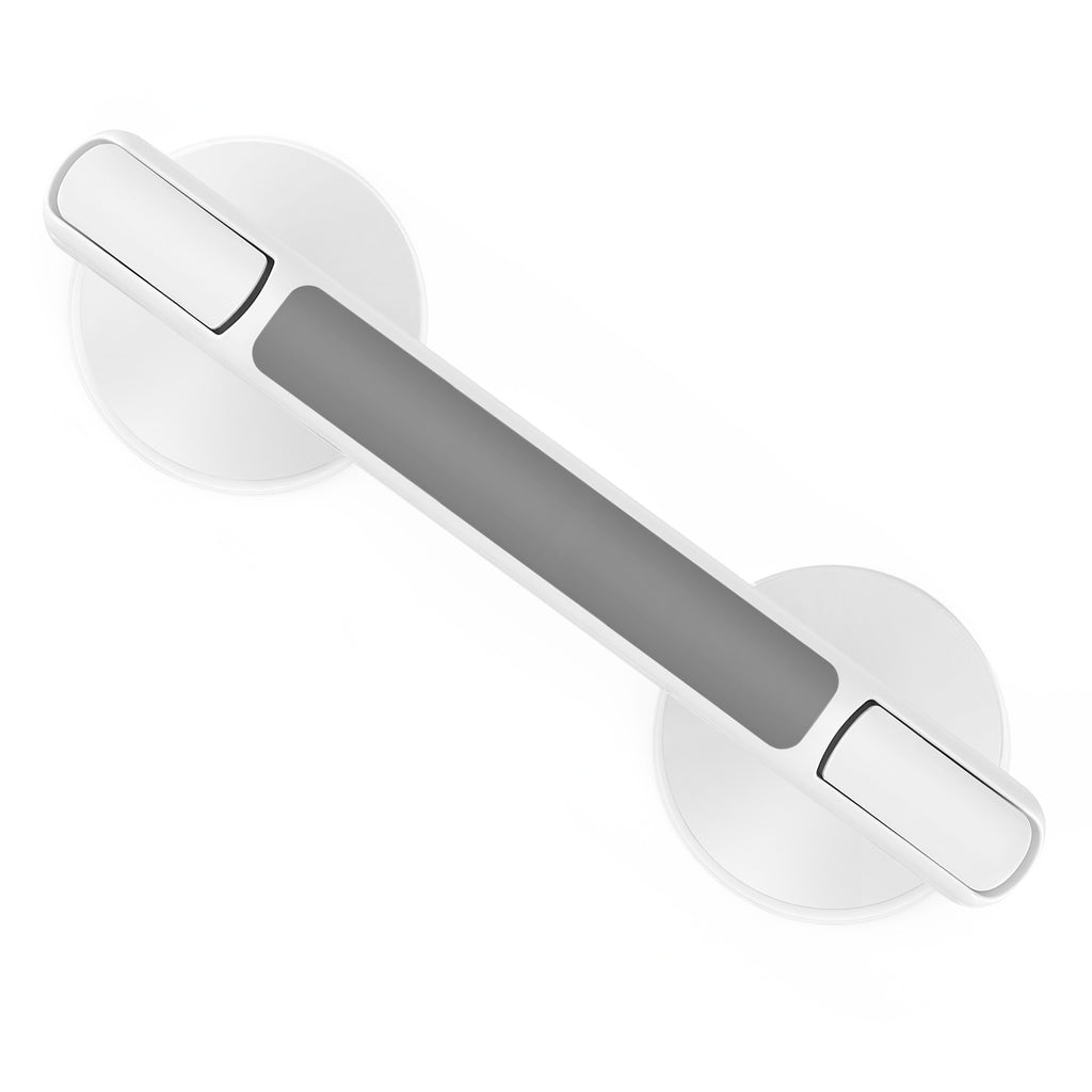 BMOT Duschgriff mit Saugnäpfen, 32 cm, Haltegriff für Badewanne & Dusche, Grau-Weiß