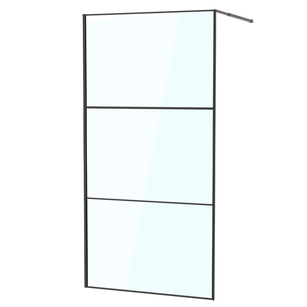 BMOT Duschwand für Dusche, Duschwand für Dusche, 5 mm ESG Sicherheitsglas für Walk-In Dusche,Duschabtrennung Vollrahmen aus Aluminium, 0–10 mm Verstellbereich, links/rechts montierbar