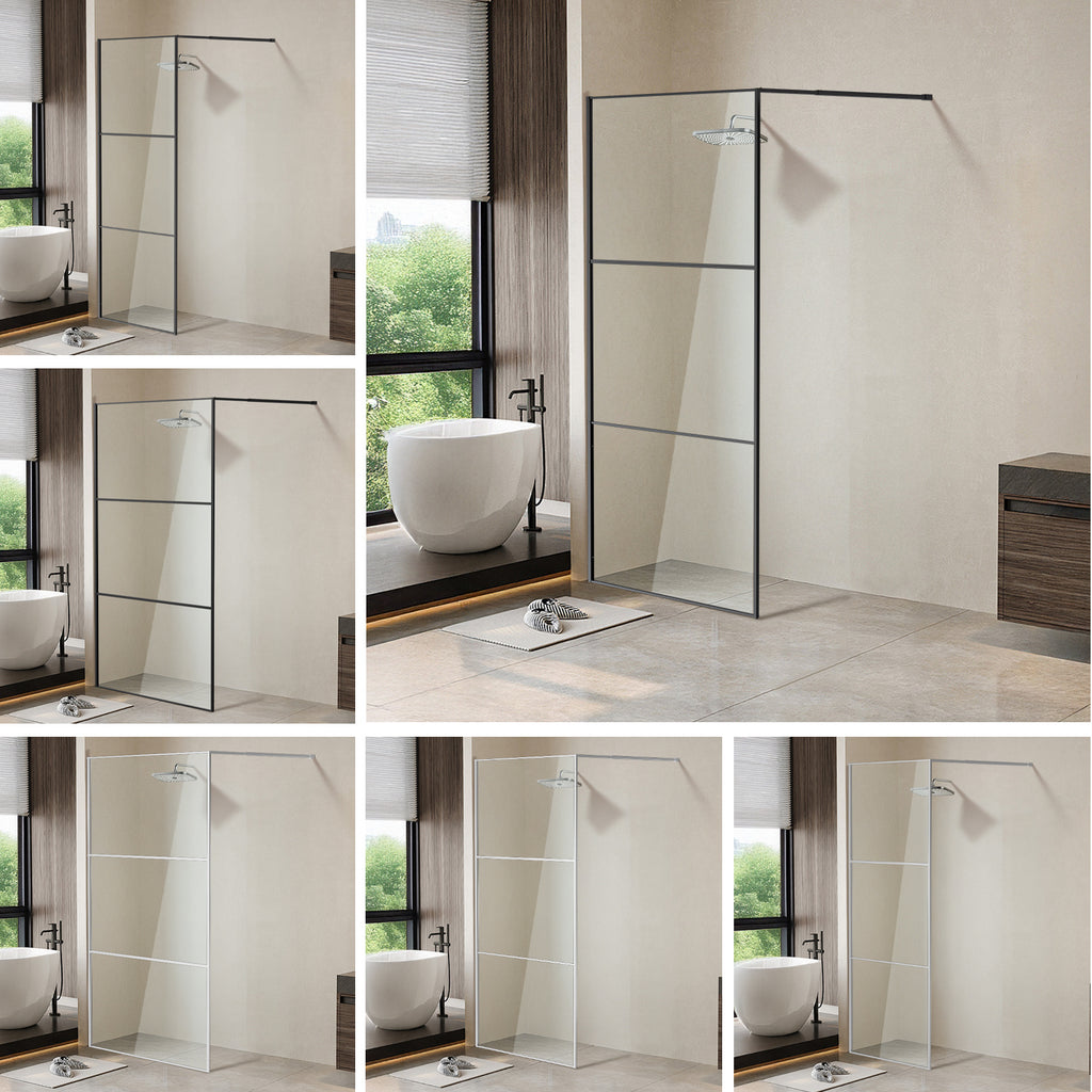 BMOT Duschwand Glas mit Rahmen für Walk-In Dusche