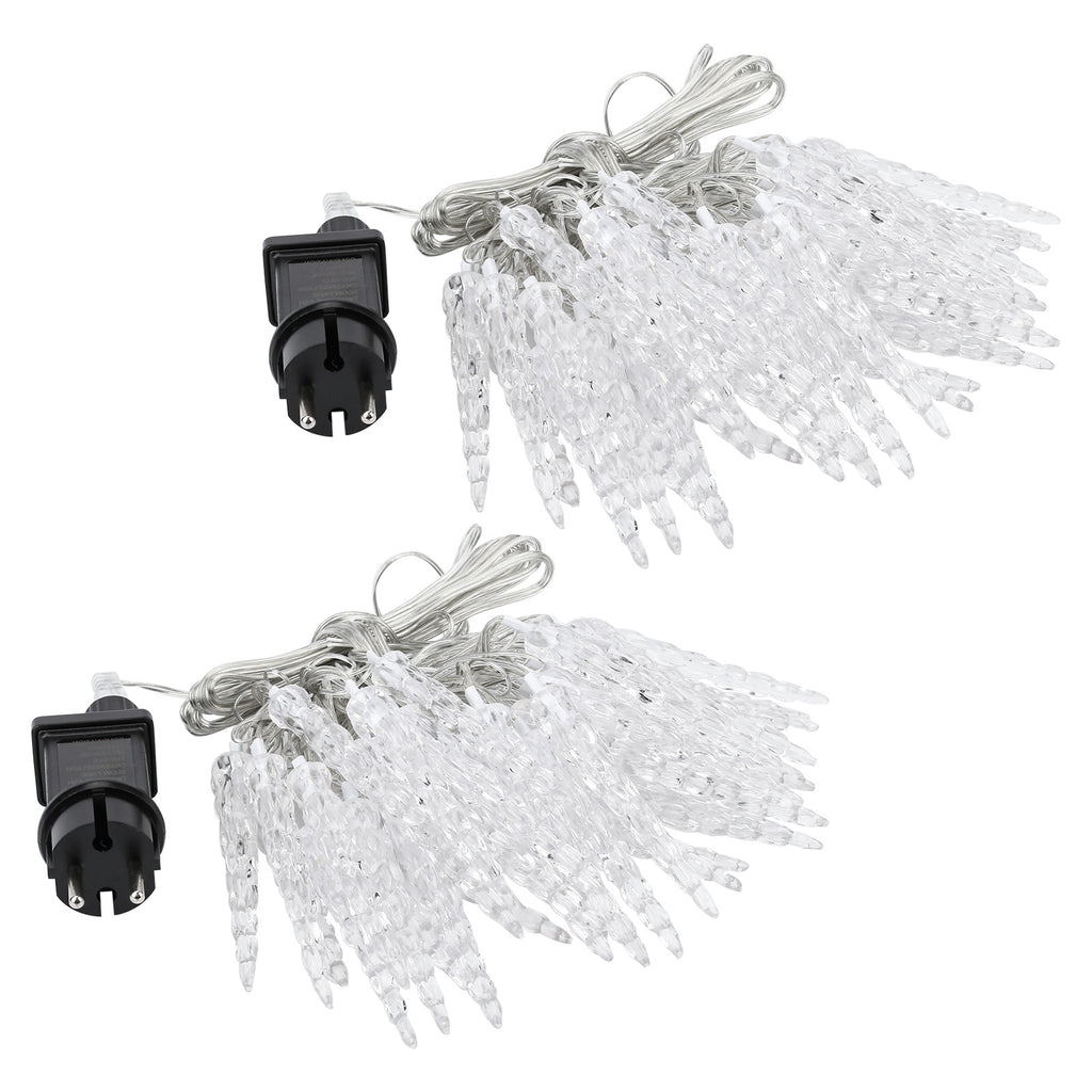 BMOT LED Eiszapfen-Lichterkette, 40 LEDs, 5 m + 5 m Zuleitung, IP44, Kaltweiß