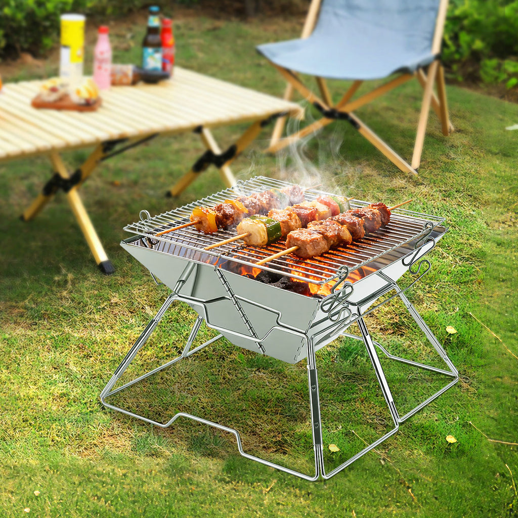 BMOT Faltbarer Camping Grill Edelstahl mit Höhenverstellbar Grillrost