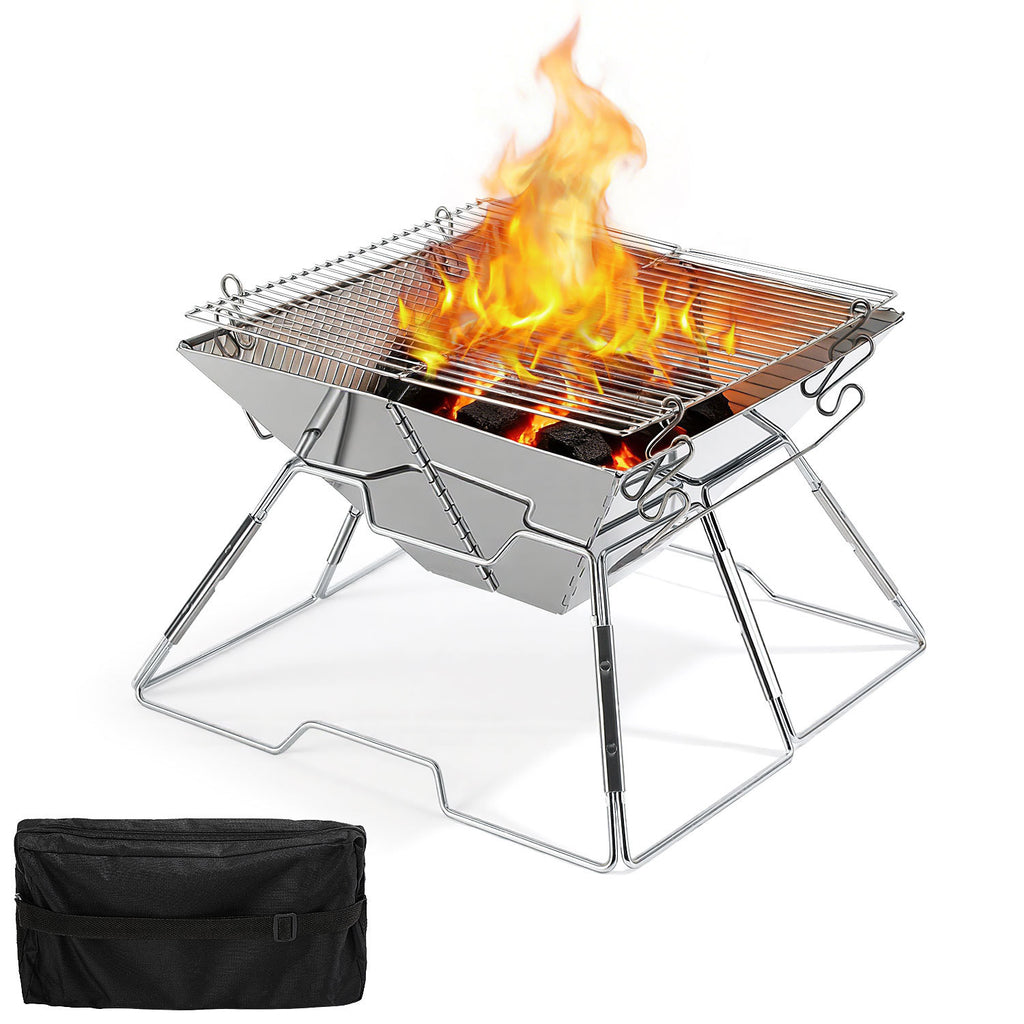 BMOT Faltbarer Camping Grill Edelstahl mit Höhenverstellbar Grillrost