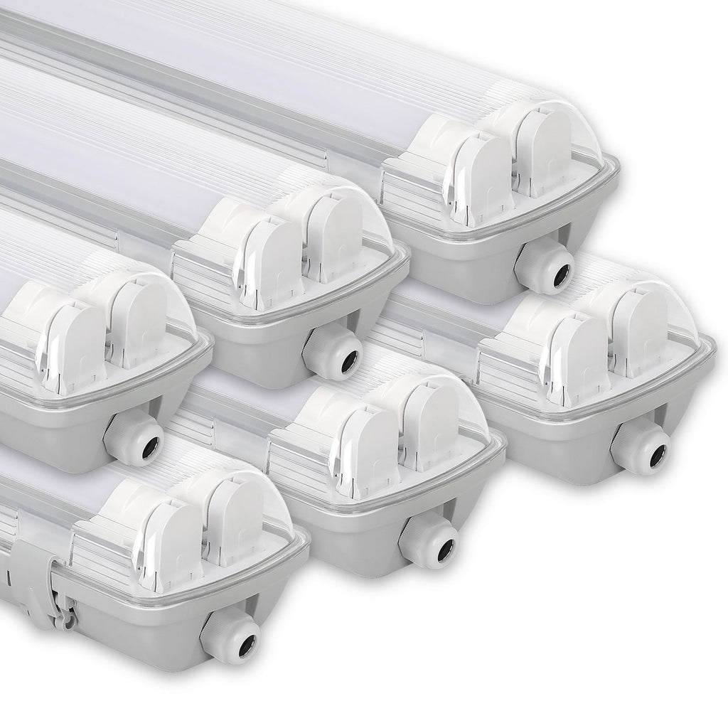 BMOT 6 Stück 18w LED Feuchtraumleuchte Wannenleuchte 120cm, 1800LM Neutralweiß 4500K T8 LED Röhre, IP65 Wasserfest Feuchtraumlampe Werkstattlampe für Garage, Keller, Büro