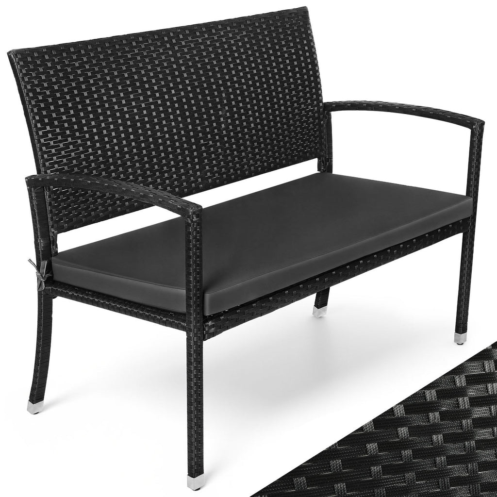 BMOT Gartenbank Polyrattan mit Kissen 2-Sitzer