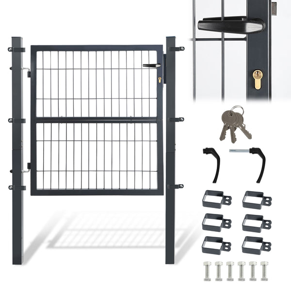 BMOT Gartentor Gartentür Anthrazit Inkl. Schloss