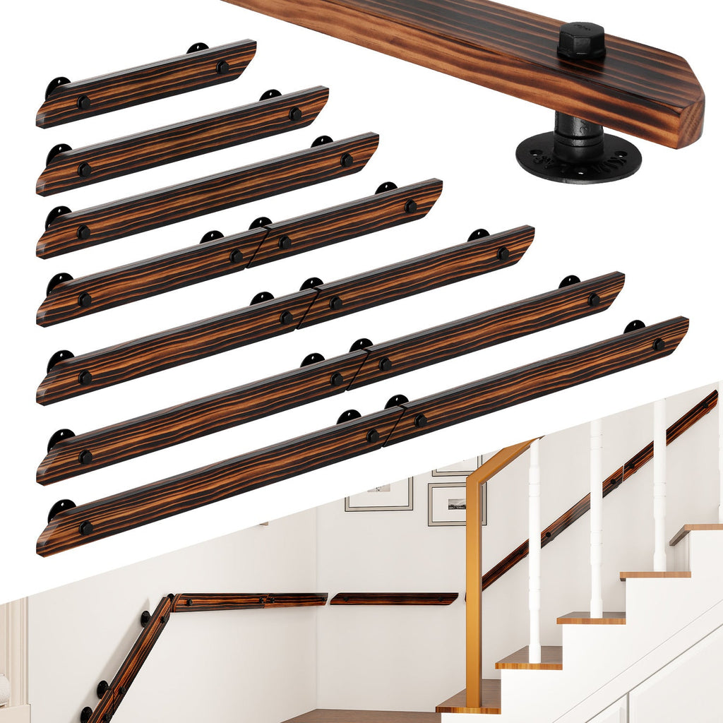 BMOT Handlauf Treppengeländer Kiefernholz 60cm-200cm Brown