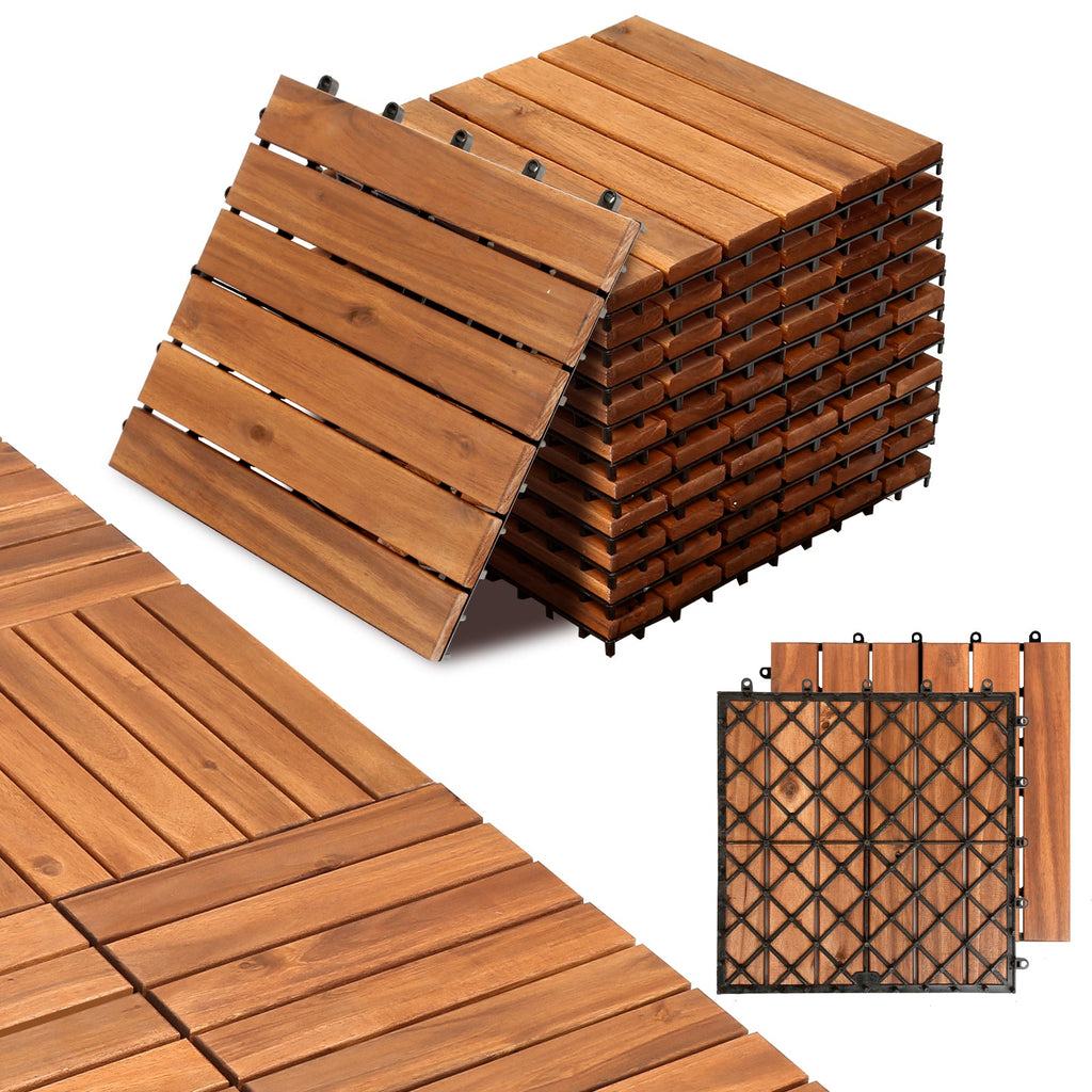 BMOT Holzfliesen 30x30cm 6 Latten Fliese (11 Stück) Verschiedene Farben