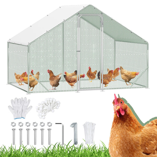 BMOT Freilaufgehege Hühnerstall Verzinkter Stahl mit Dachplane 3*2*2m
