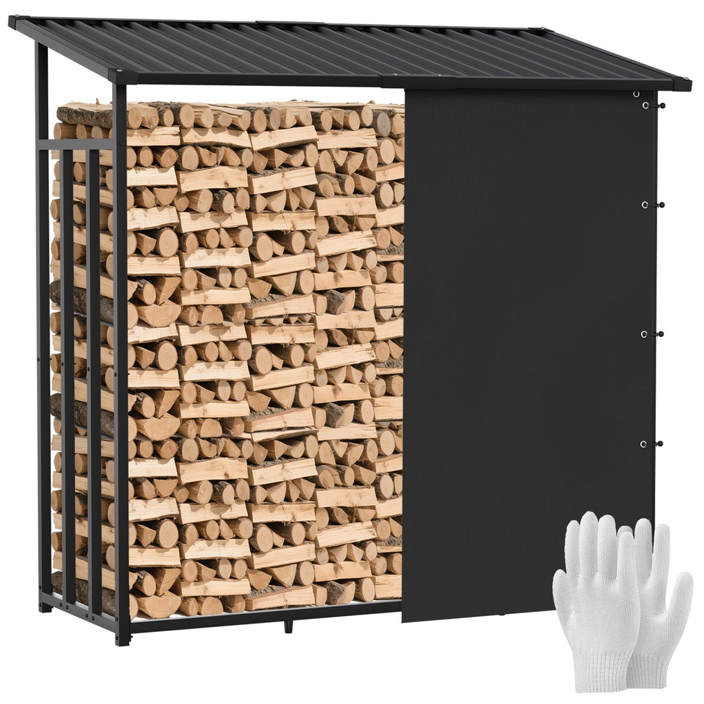 BMOT Kaminholzregal Metall 185x70x185cm Unterstand mit Dach