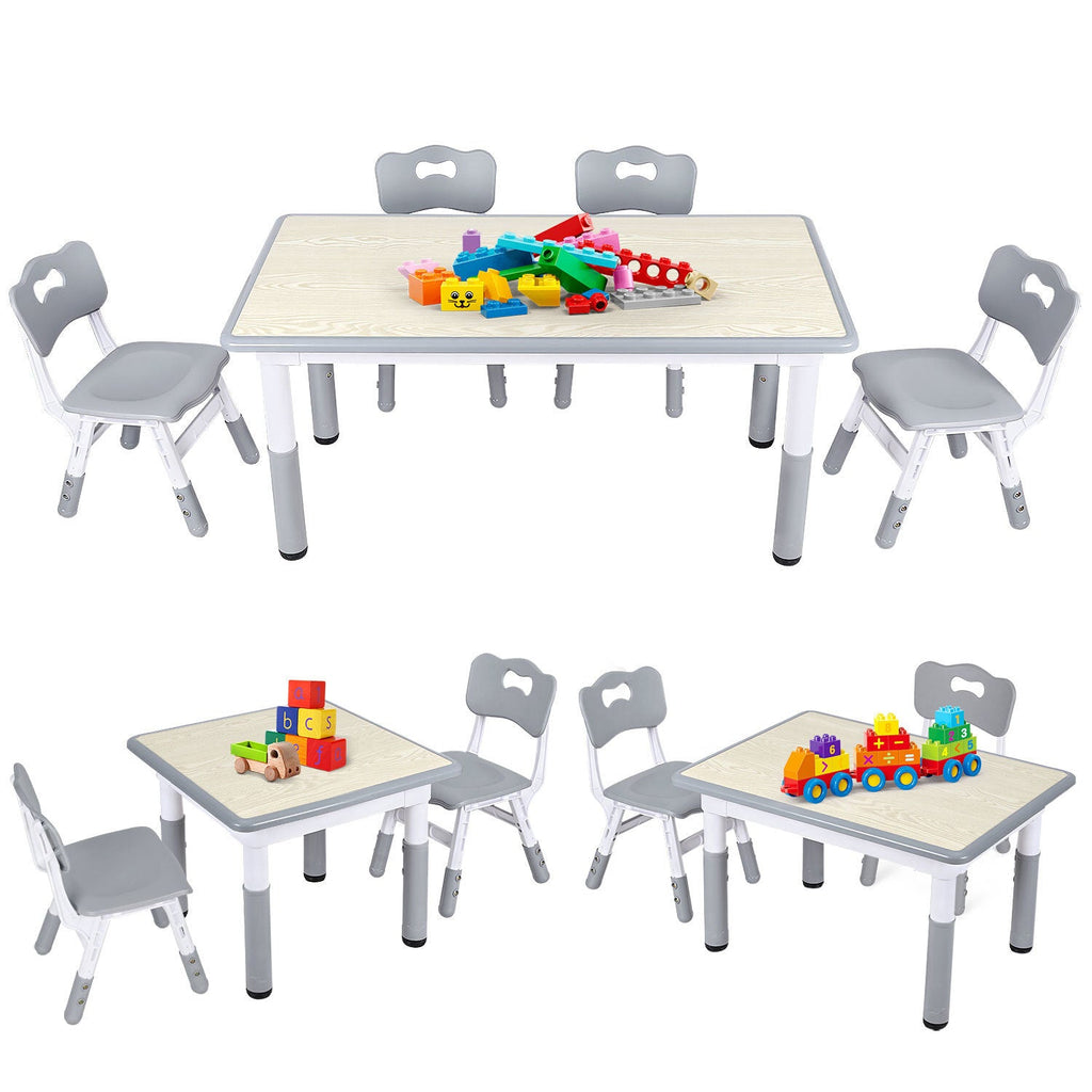 BMOT Kindertisch mit 2 Stühlen Set 7-Fach höhenverstellbar
