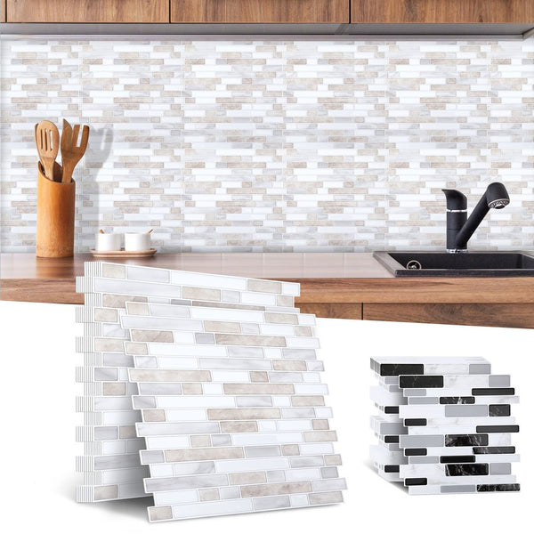 BMOT Klebefliesen Selbstklebend 10er Set Streifen Mosaik