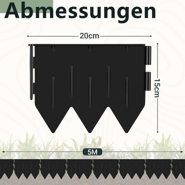 BMOT Beeteinfassung Kunststoff PP Rasenkante Schwarz 15cm höhe
