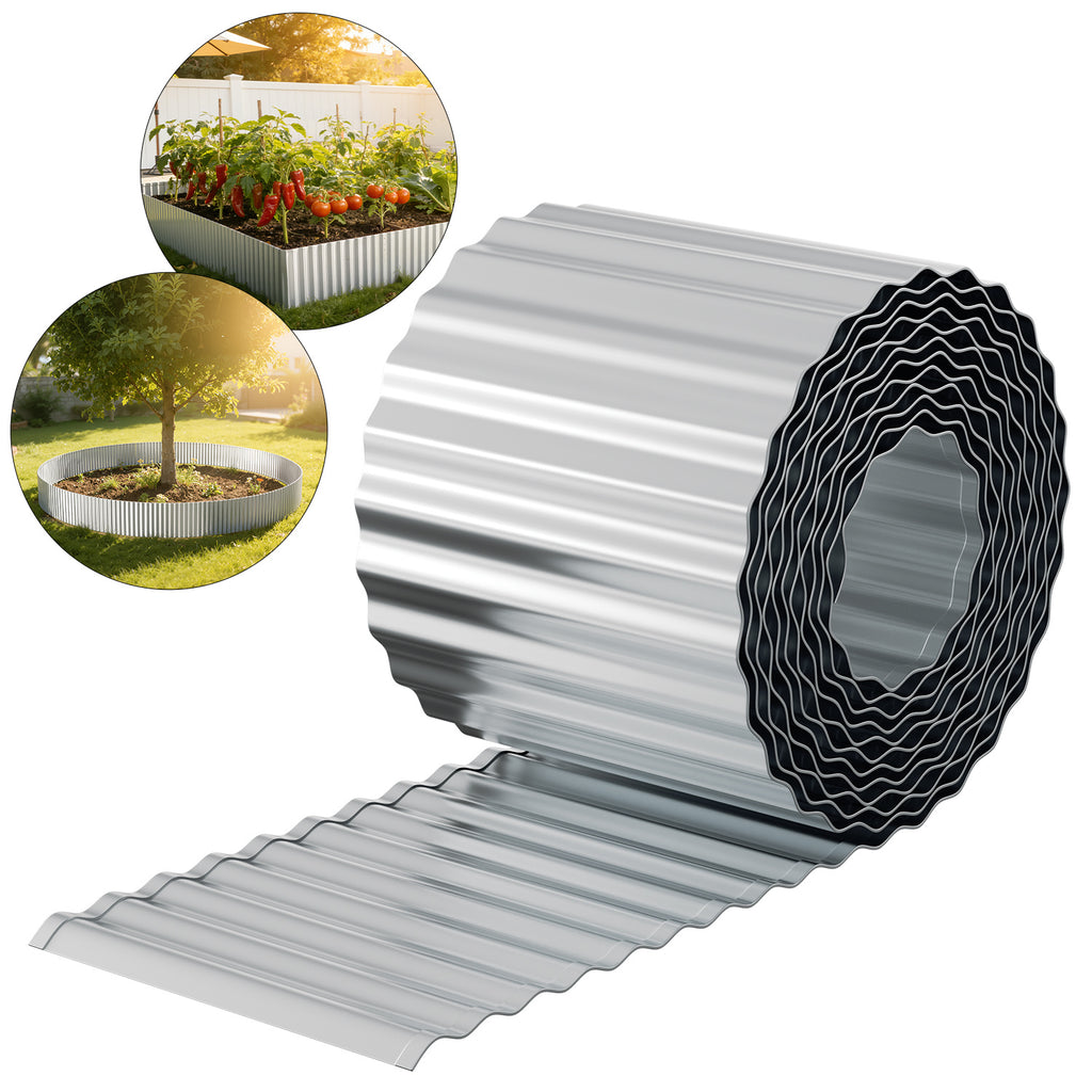 BMOT Metall-Rasenkante 15 cm hoch, 0,3 mm Stahl, 5/10 m, verschiedene Farben