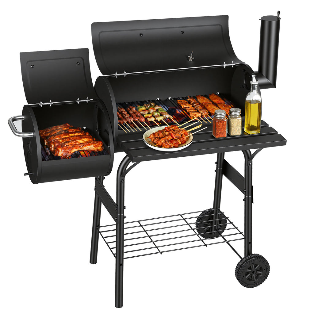 BMOT Offset Smoker Holzkohlegrill mit Seitenfeuerbox BBQ
