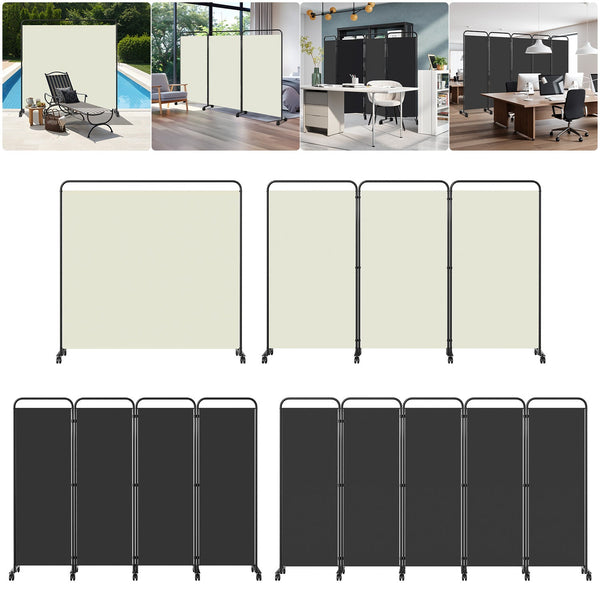 BMOT Paravent Raumteiler mit Rollen Trennwand&Sichtschutz Anthrazit/Beige