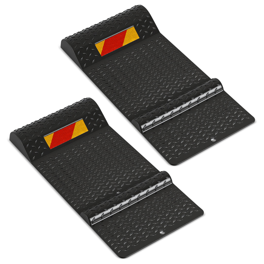 BMOT Parkmatten 2er-Set, 53 × 25,5 cm, rutschfeste Radstopper mit Reflektoren
