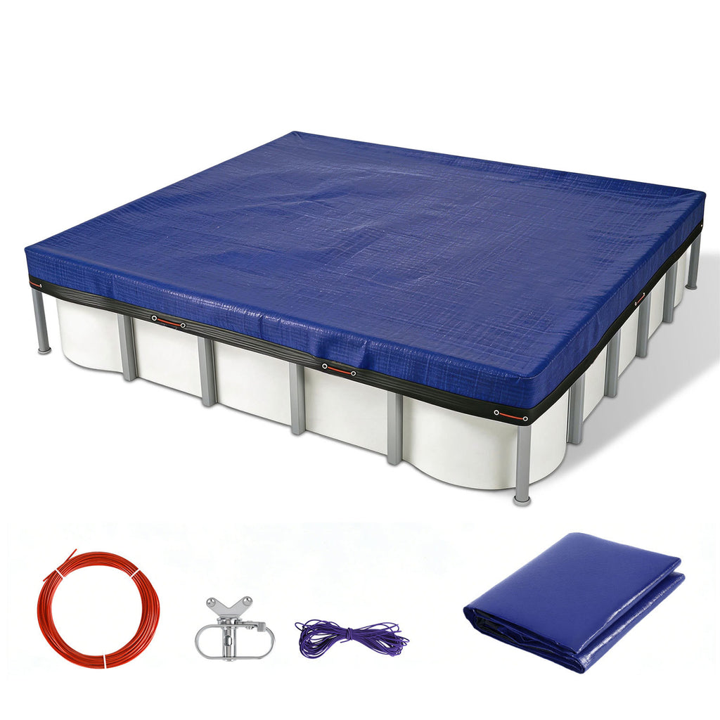 BMOT Poolabdeckung Rechteckig Poolplane 160 g/m² für Aufstellpool
