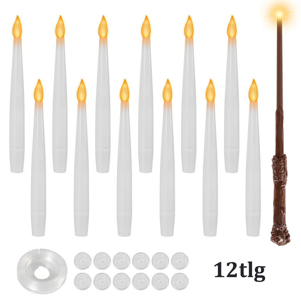 BMOT Schwebende LED Kerzen mit Zauberstab - 12 Stück