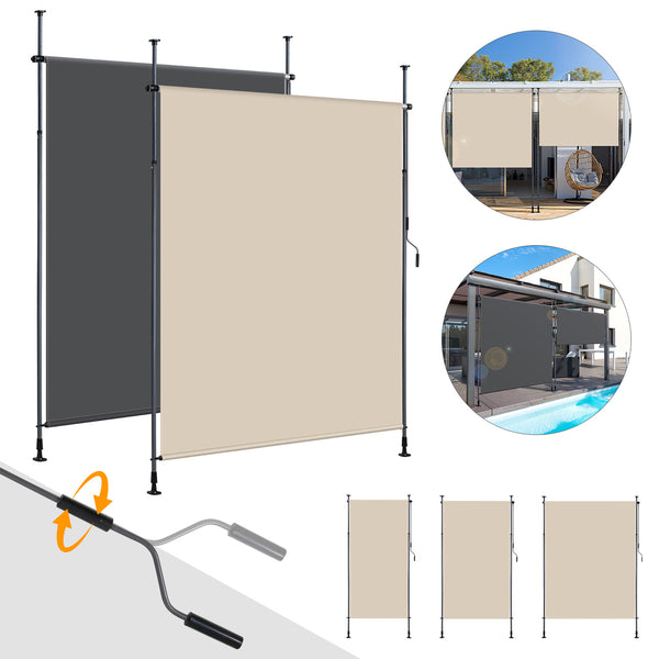 BMOT Klemmmarkise Senkrechtmarkise mit Handkurbel ohne Bohren