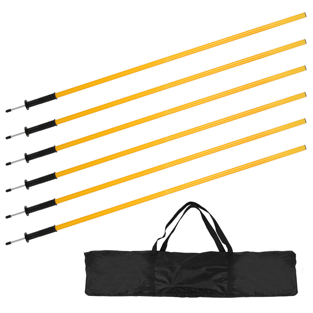 BMOT Slalomstangen Fußball Set, 6 Stück, mit Feder, Metallspitze & Tragetasche
